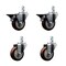 Service Caster 3.5'' Maroon Polyurethane Swivel 3/4'' Square Stem Caster Set 2 Brakes, 4PK SCC-SQ20S3514-PPUB-MRN-PLB-34-2-S-2 - alternate 1